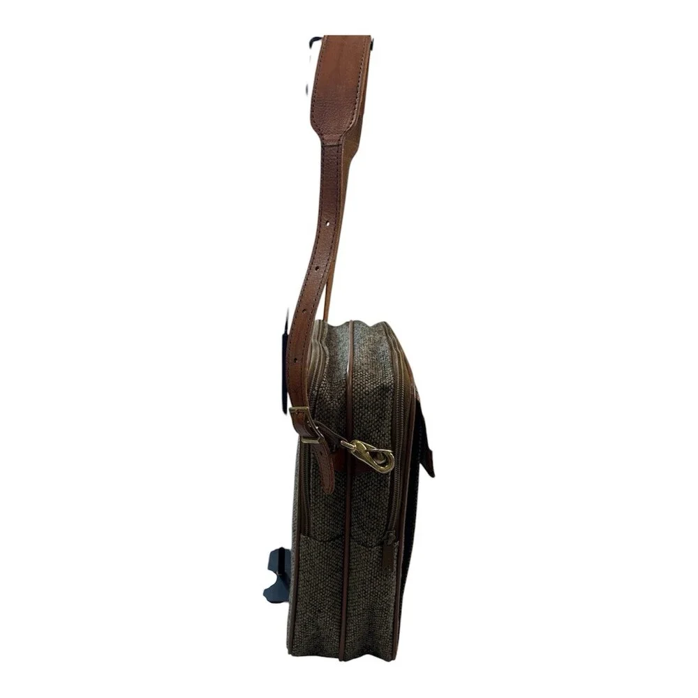 Vintage Hartmann Messenger Bag Leather and Tweed Buckle Shoulder Strap